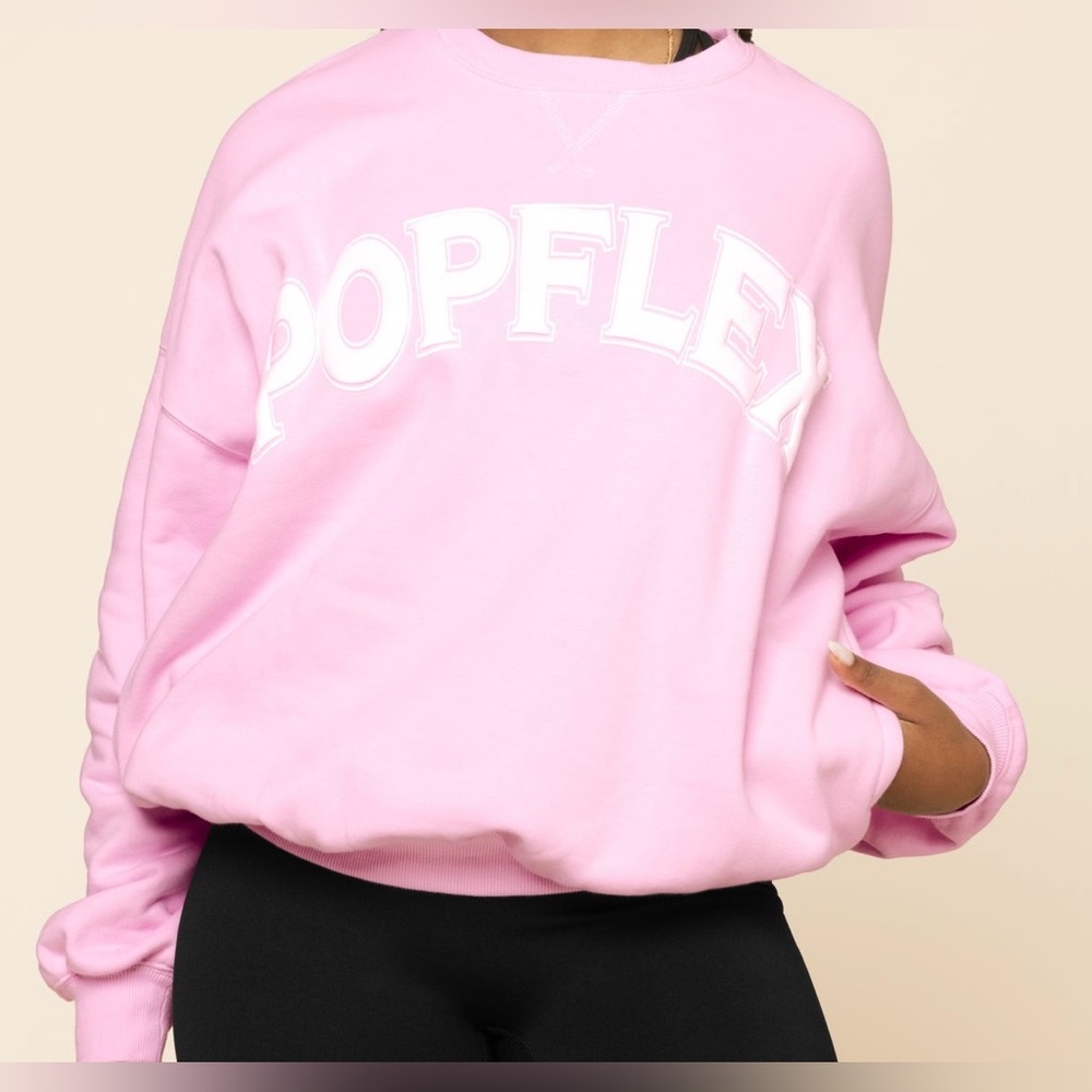 POPFLEX Women's Pastel Pink Crew Neck Preppy Like New Sweatshirt size XXS XS